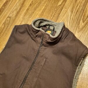 Berne Vest Women XL Brown Sherpa Lined Cotton Duck Canvas Workwear